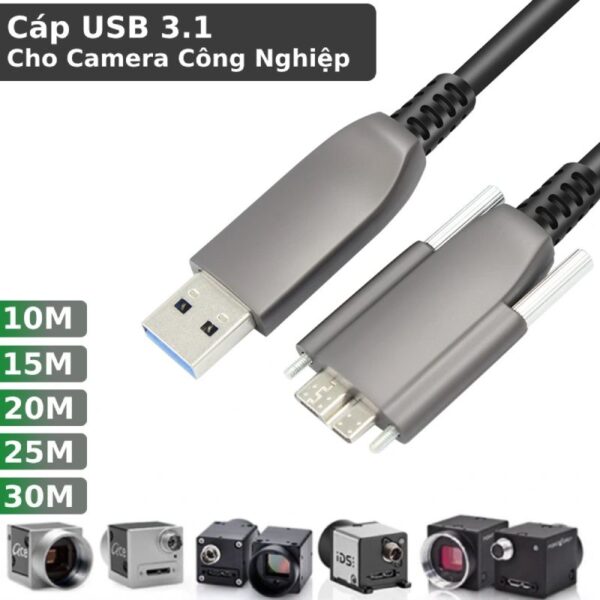 Dây cáp Micro USB 3.1 Sợi quang dùng cho Camera công nghiệp dài 8m, 10M, 15m, 20m, 25m, 30m