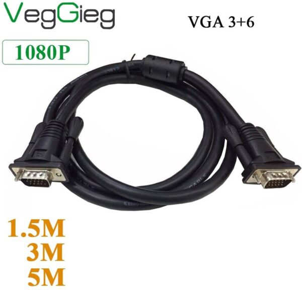 Dây cáp VGA dùng cho màn hình máy chiếu chính hãng VEGGIEG chuẩn 3+6 dài 1.5M, 3M, 5M