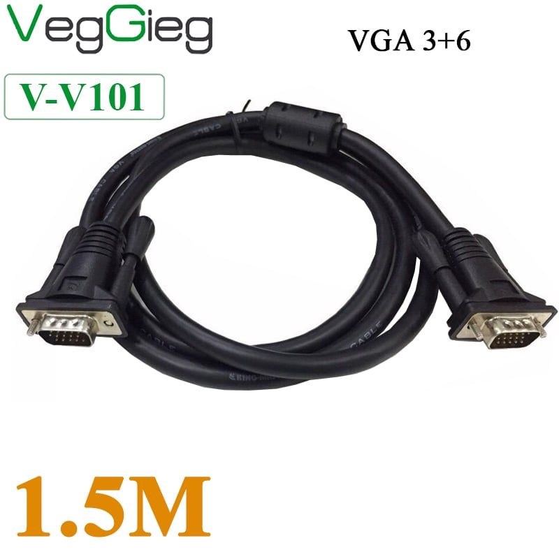 Dây cáp VGA dùng cho màn hình máy chiếu chính hãng VEGGIEG chuẩn 3+6 dài 1.5M, 3M, 5M - Phụ Kiện Điện Tử Việt Nam