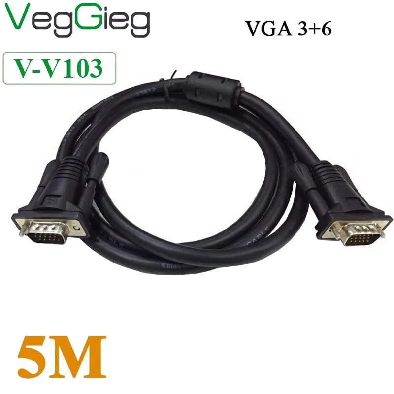 Dây cáp VGA dùng cho màn hình máy chiếu chính hãng VEGGIEG chuẩn 3+6 dài 1.5M, 3M, 5M - Phụ Kiện Điện Tử Việt Nam