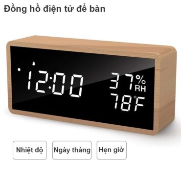 Đồng hồ điện tử để bàn chức năng hẹn giờ đo nhiệt độ xem ngày tháng vỏ gỗ - Phụ Kiện Điện Tử Việt Nam