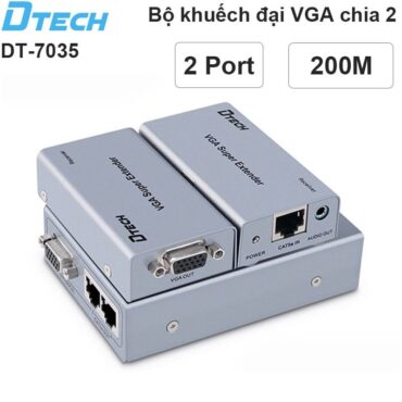 Bộ khuếch đại và chia VGA audio 1 ra 2 200 mét DTECH DT-7035 - Phụ Kiện Điện Tử Việt Nam