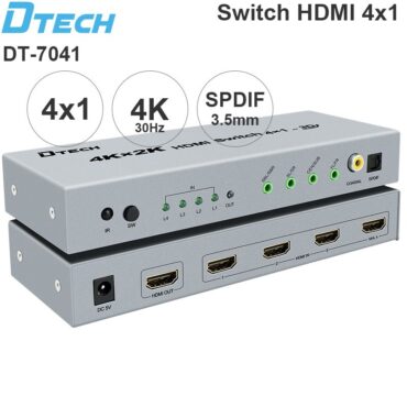 Switch HDMI 4x1 4K 30Hz Amplifier audio SPDIF Coaxia 3.5mm 5.1CH Dtech DT-7041 - Phụ Kiện Điện Tử Việt Nam