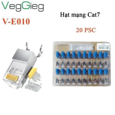 Hạt mạng, đầu bấm mạng CAT7 SFTP  đầu bọc kim loại VegGieg V-E010 ( Vỉ 20 hạt ) - Phụ Kiện Điện Tử Việt Nam