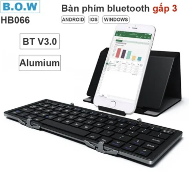 Bàn phím không dây bluetooth gấp gọn vỏ nhôm cho Smartphone/Máy tính bảng BOW HB066 - Phụ Kiện Điện Tử Việt Nam