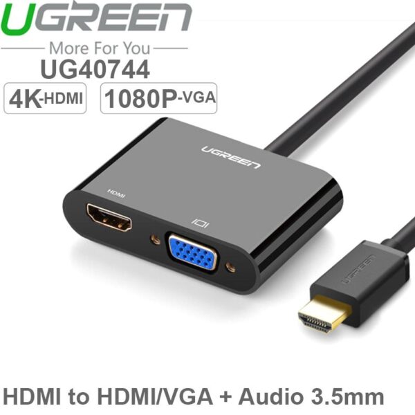HDMI ra VGA 1080P ra HDMI 4K Audio 3.5mm 20Cm UGREEN 40744