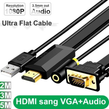 Dây cáp chuyển HDMI sang VGA + Audio 2 Mét 3 Mét 5 Mét Full HD 1080P - Phụ Kiện Điện Tử Việt Nam