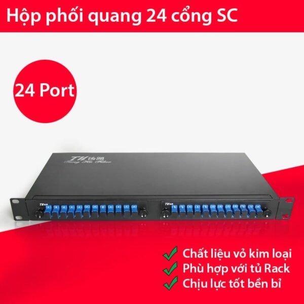 Hộp phối quang 24 cổng SC vỏ kim loại dùng trong tủ rack 24FO