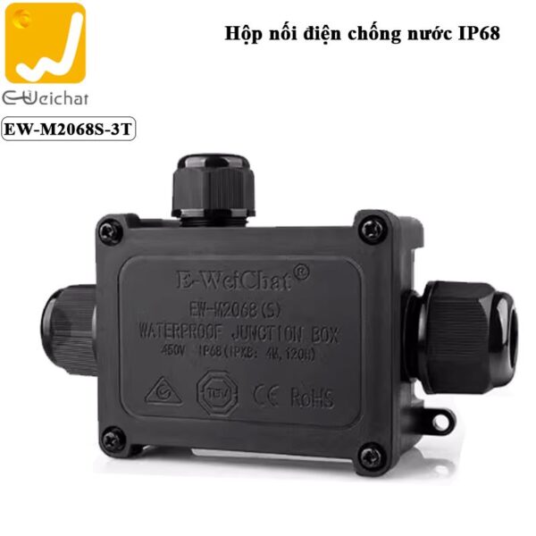 Hộp nối điện chống nước 3 ngả chuẩn IP68 chính hãng E-Weichat EW-M2068S-3T