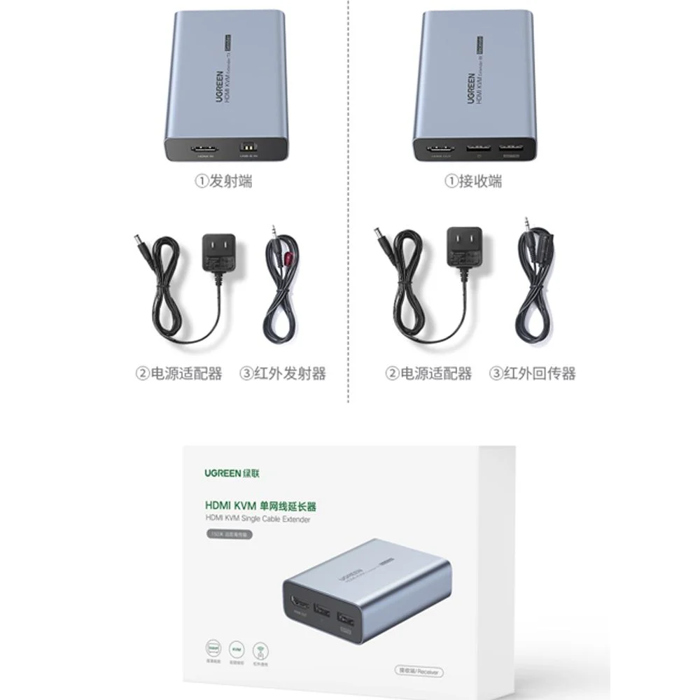 Bộ kéo dài KVM HDMI + USB qua cáp mạng 150M Ugreen CM291 - 60323 + 70438 - Phụ Kiện Điện Tử Việt Nam