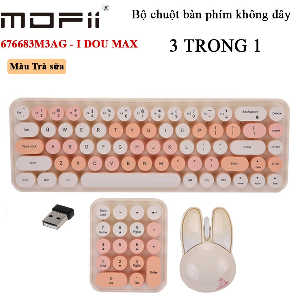 Bàn phím chuột không dây 3 trong 1 hình thỏ Kute chính hãng Mofii SMK676683M3AG - Phụ Kiện Điện Tử Việt Nam