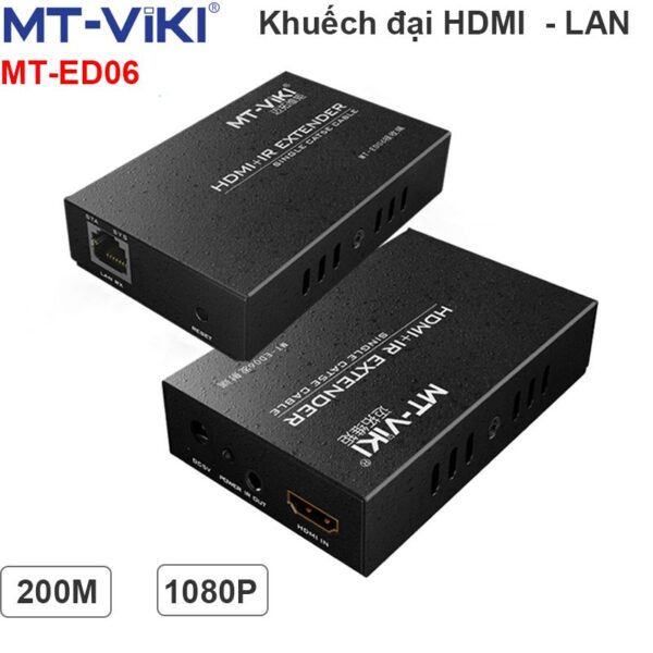 Bộ khuếch đại HDMI sang cáp mạng 200m IP Extender MT-VIKI MT-ED06