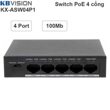Switch Bộ chia 4 cổng PoE 802.3at/af 48-56V 36W KBVISION KX-ASW04P1 - Phụ Kiện Điện Tử Việt Nam
