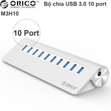 Bộ chia USB 3.0 10 cổng vỏ nhôm nguyên khối hỗ trợ nguồn ngoài 12V-3A ORICO M3H10 - Phụ Kiện Điện Tử Việt Nam