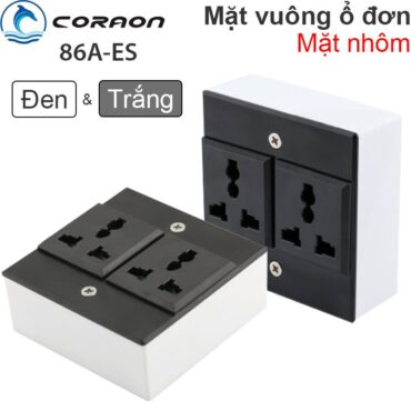 Ổ điện đôi kèm mặt nhôm vuông lắp âm tường âm sàn Coraon 86A-ES - Phụ Kiện Điện Tử Việt Nam