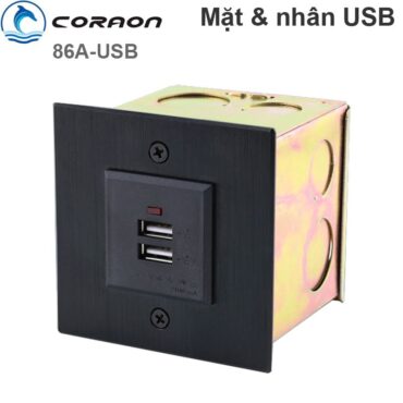 Ổ cắm điện USB 2 cổng kèm mặt nhôm vuông lắp âm tường âm sàn Coraon 86A-USB - Phụ Kiện Điện Tử Việt Nam