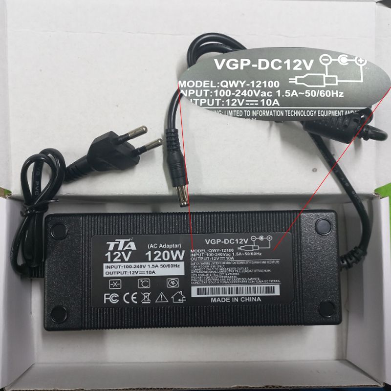 Nguồn adapter DC 12V10A chân 5.5*2.5mm 120W chính hãng TTA QWY-12100 - Phụ Kiện Điện Tử Việt Nam