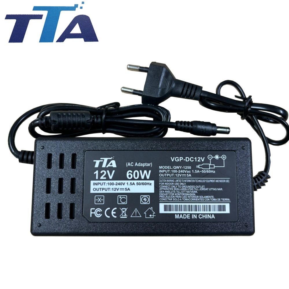 Nguồn adapter DC 12V5A chân 5.5*2.5mm 60W chính hãng TTA QWY-1250 - Phụ Kiện Điện Tử Việt Nam