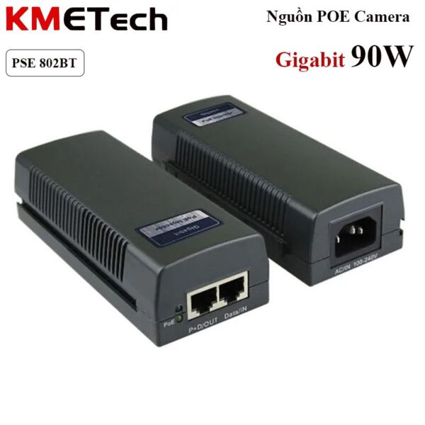 Bộ nguồn POE+ KMEtech PSE802bt chuẩn IEEE 802.3bt tốc độ 1Gbps 56v 90W