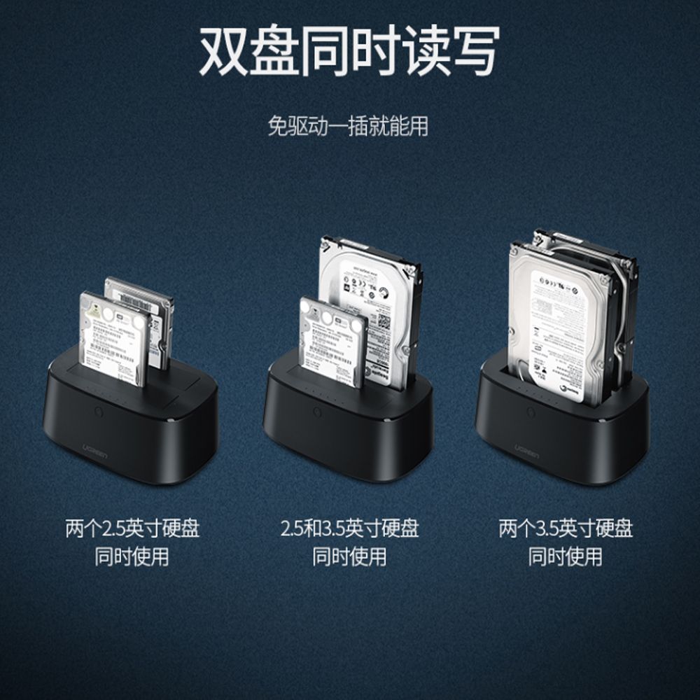 HDD dock 2 khay 2.5/3.5'' SATA-III USB 3.0 mã 16T hỗ trợ Clone, UASP, Ugreen 50857 - Phụ Kiện Điện Tử Việt Nam