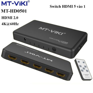 Bộ chuyển mạch Switch HDMI 5 vào 1 ra chuẩn 2.0 hỗ trợ 4k@60Hz MT-Viki MT-HD0501 - Phụ Kiện Điện Tử Việt Nam