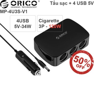 Tẩu sạc 4 cổng USB 5V-2A Orico MP-4U3S - Bộ chia tẩu sạc 12V 1 ra 3 cho xe hơi - Phụ Kiện Điện Tử Việt Nam