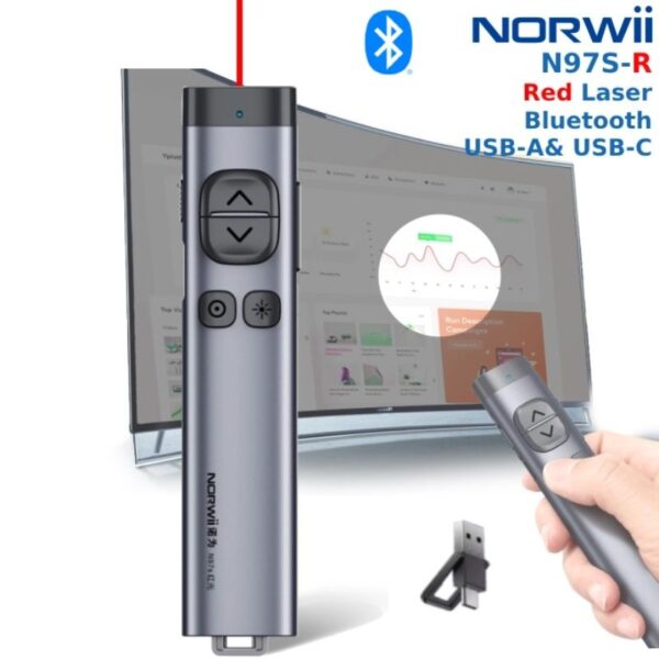 Bút trình chiếu Bluetooth dùng cho màn hình LED Norwii N97S-R laser màu đỏ