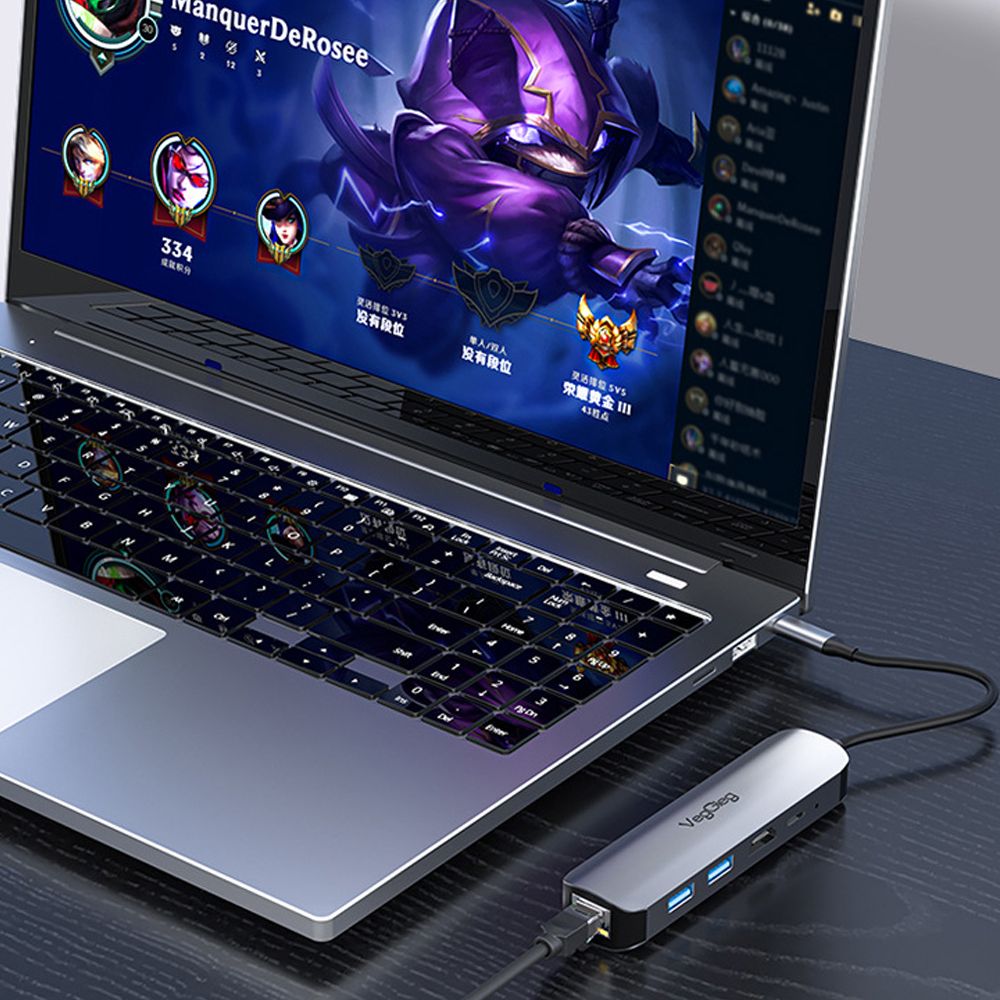 Bộ chuyển USB type C ra HDMI 4K*2k + USB 3.0*1 + USB 2.0*1 + RJ45 VEGGIEG V-TC05R - Phụ Kiện Điện Tử Việt Nam
