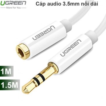 Cáp audio 3.5mm nối dài 0.5M 1M 1.5M 2M 3M 5M Ugreen (vỏ nhựa màu trắng) - Phụ Kiện Điện Tử Việt Nam