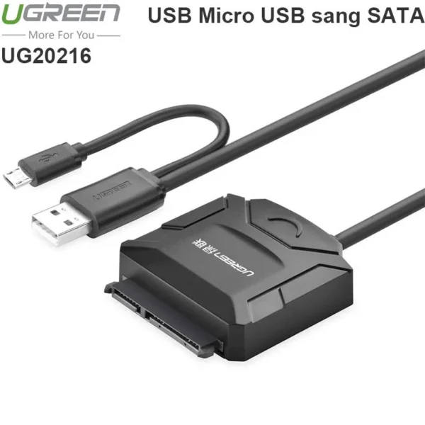 Cáp USB/Micro 2.0 to SATA HDD, SSD 3.5" 2.5" Ugreen 20216