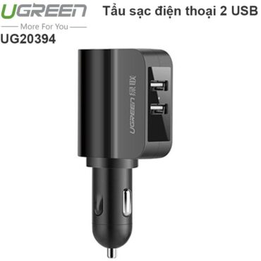 Tẩu sạc nguồn trên ô tô 2 cổng USB 2.4A và 1A Ugreen 20394 có đầu mở rộng 12V - Phụ Kiện Điện Tử Việt Nam