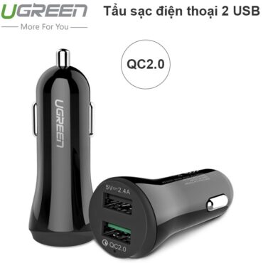 Tẩu sạc nguồn 12V 24V ra 1 port USB 5V-2.4A 1 port USB QC2.0 UGREEN 20757 20758 - Phụ Kiện Điện Tử Việt Nam