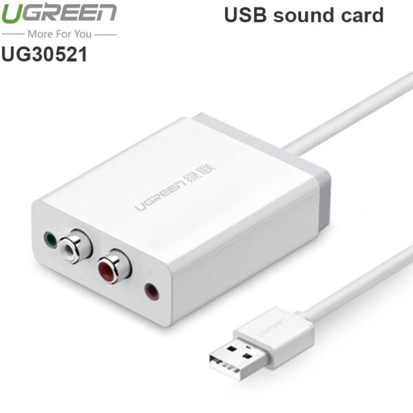 Card sound USB to RCA hỗ trợ cổng Mic + tai nghe 3.5mm Ugreen 30521