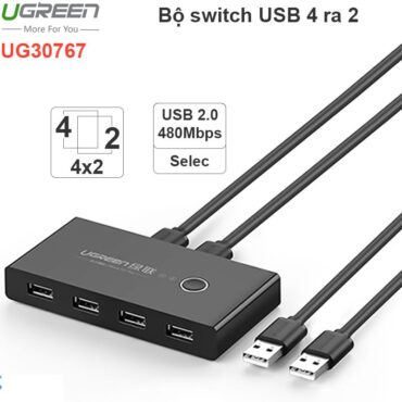 Bộ chia sẻ USB 2.0 4 thiết bị vào 2 máy tính - USB switch 2x4 Ugreen 30767 - Phụ Kiện Điện Tử Việt Nam
