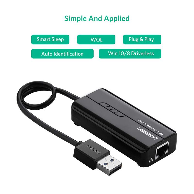 Bộ chia USB 2.0 3 cổng + LAN RJ45 10/100Mbps Ugreen 20264 - Phụ Kiện Điện Tử Việt Nam