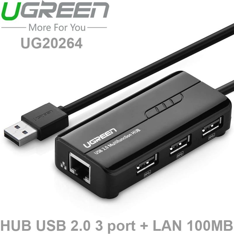 Bộ chia USB 2.0 3 cổng + LAN RJ45 10/100Mbps Ugreen 20264 - Phụ Kiện Điện Tử Việt Nam