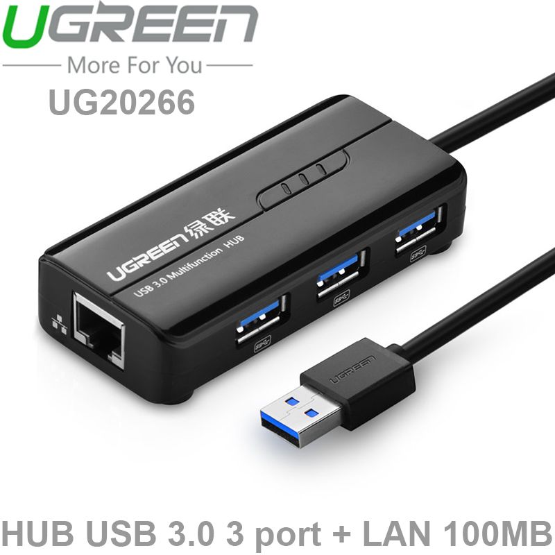 Bộ chia USB 3.0 3 cổng + LAN RJ45 10/100Mbps Ugreen 20266 - Phụ Kiện Điện Tử Việt Nam