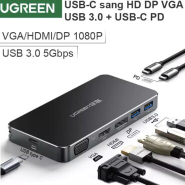Chuyển đổi USB-C ra Display port HDMI VGA 1080P - 2 cổng USB 3.0 1 cổng USB TYPE-C power UGREEN 40872 - Phụ Kiện Điện Tử Việt Nam