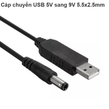 Cáp chuyển nguồn USB 5V ra DC 9V 1A chuẩn cắm 5.5x2.5mm 90Cm - Phụ Kiện Điện Tử Việt Nam