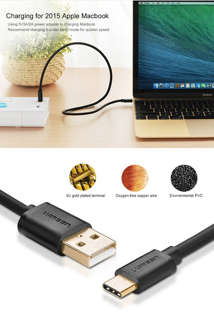 Cáp USB-C 2.0 sạc và dữ liệu Điện thoại Smartphone TAB cổng 1M 1.5M Ugreen - Phụ Kiện Điện Tử Việt Nam