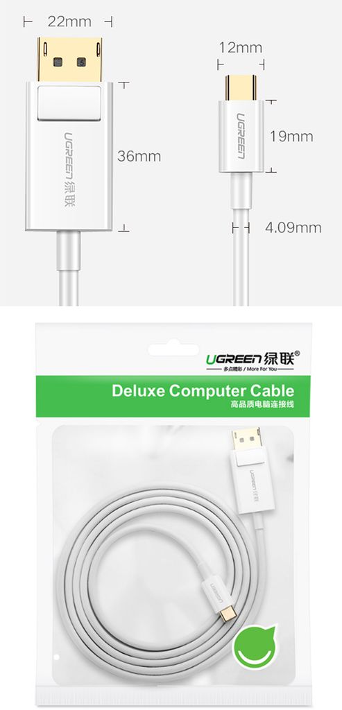 Dây cáp chuyển USB-C ra Displayport 4K60Hz 1.5 mét Ugreen 40420 - Phụ Kiện Điện Tử Việt Nam