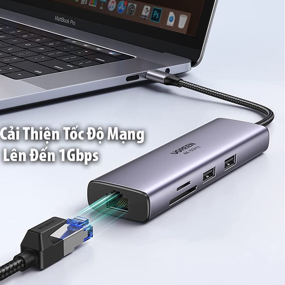 Bộ chuyển USB type C ra HDMI USB RJ45 thẻ nhớ 7 trong 1 Ugreen 60515 CM512 - Phụ Kiện Điện Tử Việt Nam