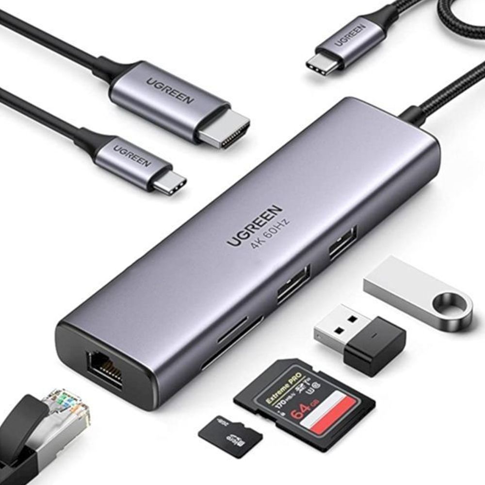 Bộ chuyển USB type C ra HDMI USB RJ45 thẻ nhớ 7 trong 1 Ugreen 60515 CM512 - Phụ Kiện Điện Tử Việt Nam