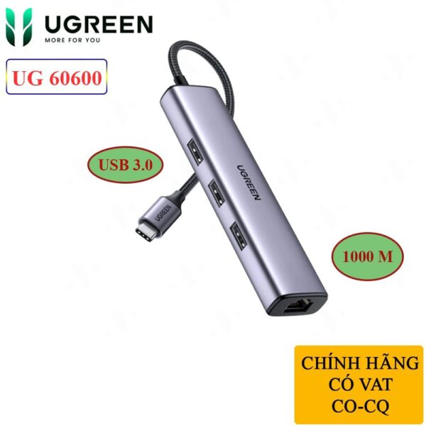 Bộ chia USB type C ra 3 cổng USB 3.0 1 cổng lan gigabit Ugreen 20920