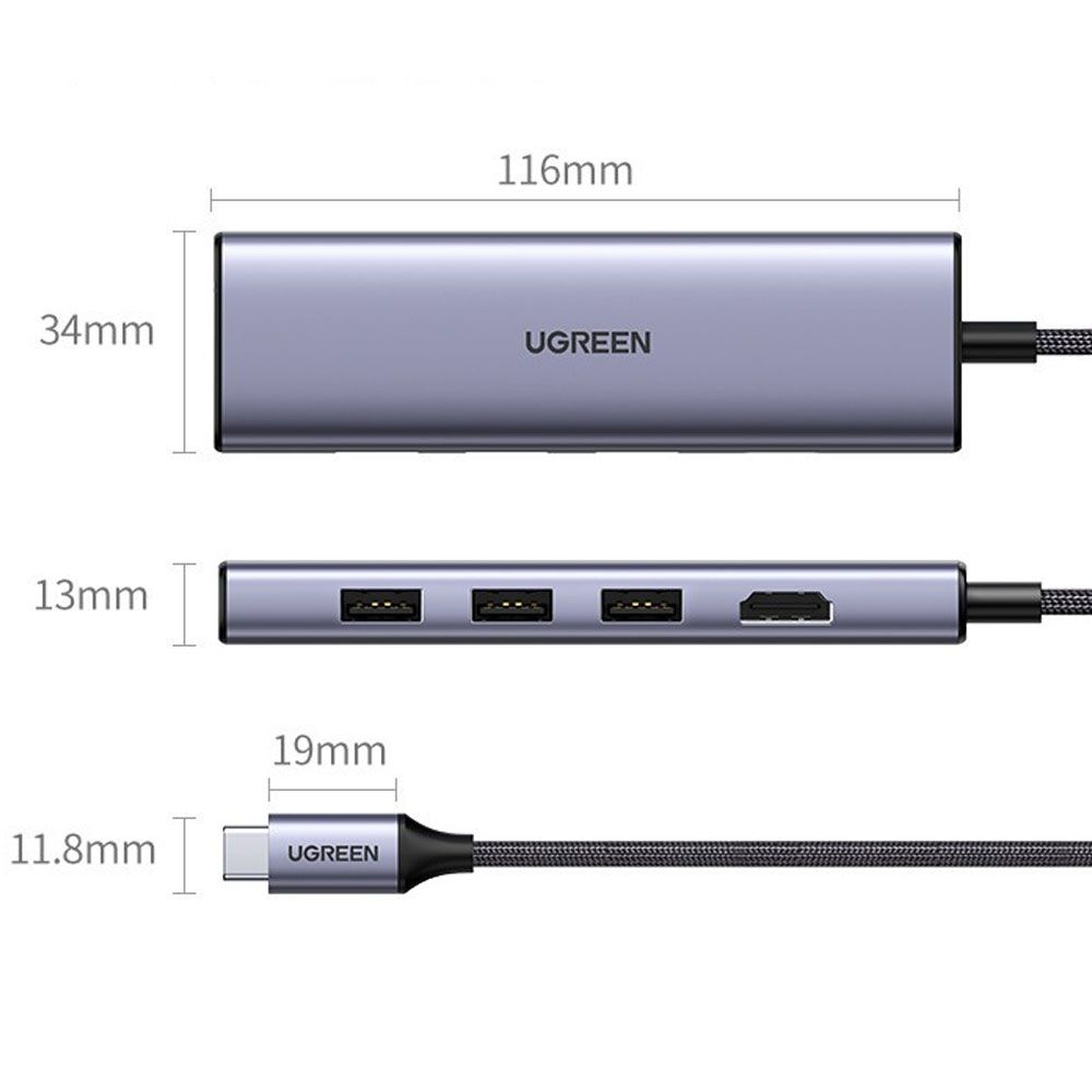 Bộ chuyển USB type C ra HDMI 4K@60Hz 3 USB 3.0 đọc thẻ nhớ Ugreen CM511 60383 - Phụ Kiện Điện Tử Việt Nam