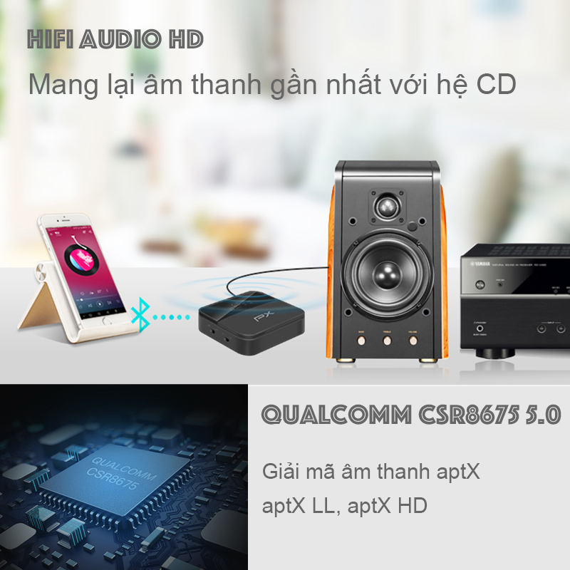 bo thu phat bluetooth cho loa ampli tai nghe smart tv px brx-3000 mini
