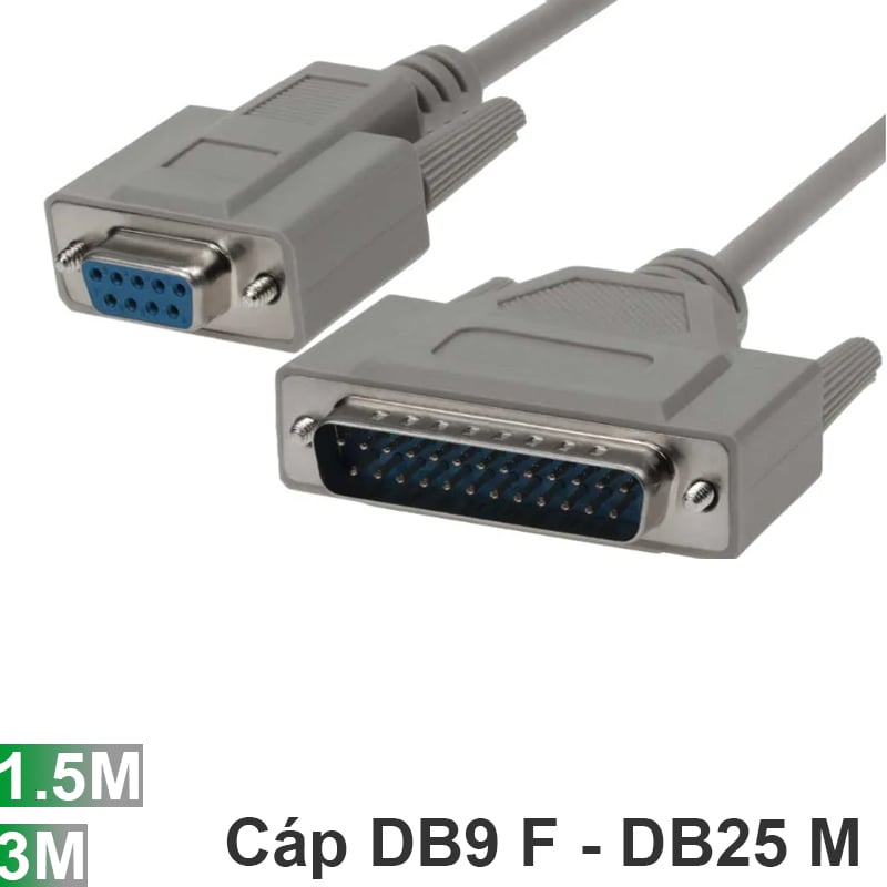 cap rs232 db9 female sang db25 male