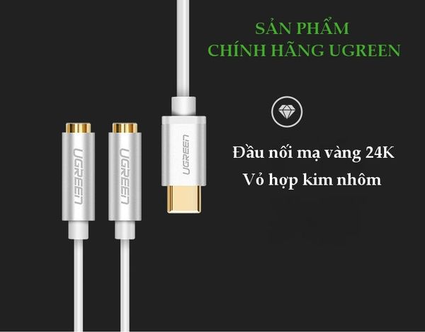 Cáp USB type C ra 2 cổng tai nghe 3.5mm