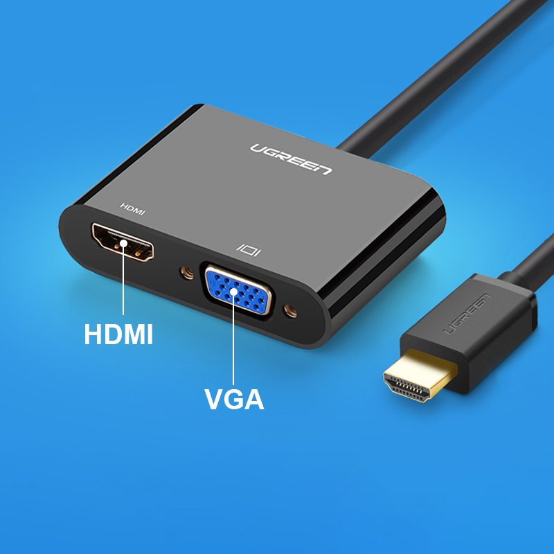 hdmi sang vga + hdmi + audio 3.5mm ugreen 40744