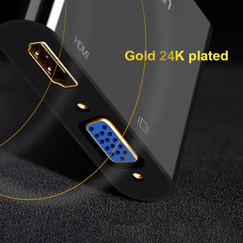 hdmi sang vga + hdmi + audio 3.5mm ugreen 40744